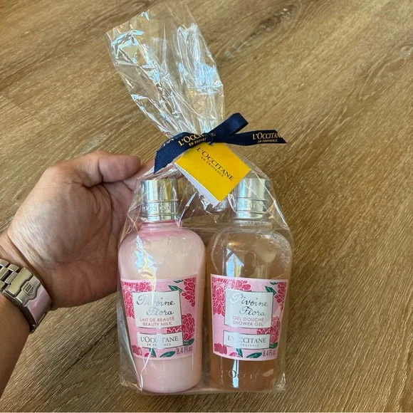 L'Occitane's Pivoine Flora Collection Pack 2 Beauty Milk & Shower Gel 8.4 FI.oz.